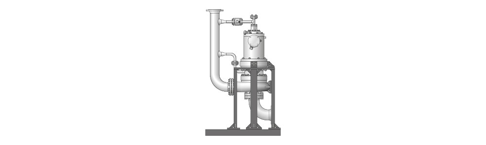 Types CNV et CNFV Pompe à rotor noyé avec protection contre les explosions, montée sur un châssis, de forme de construction verticale, avec tuyauterie et corps de pression.