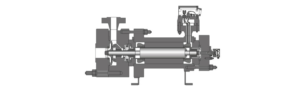 Types CNH, CNFH et CNKH Dessin en coupe technique d'une pompe à rotor noyé avec protection contre les explosions, représentée en vue de profil