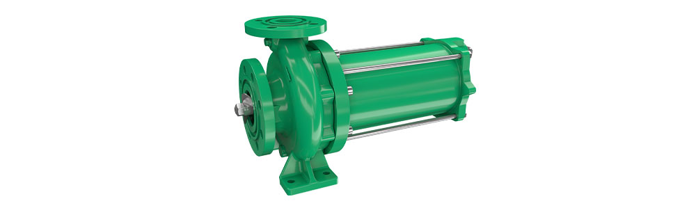 Pompe à rotor noyé CN / CNF Pompe centrifuge verte avec raccordement à bride et pieds de pompe, destinée aux applications industrielles dans le secteur de l'énergie éolienne